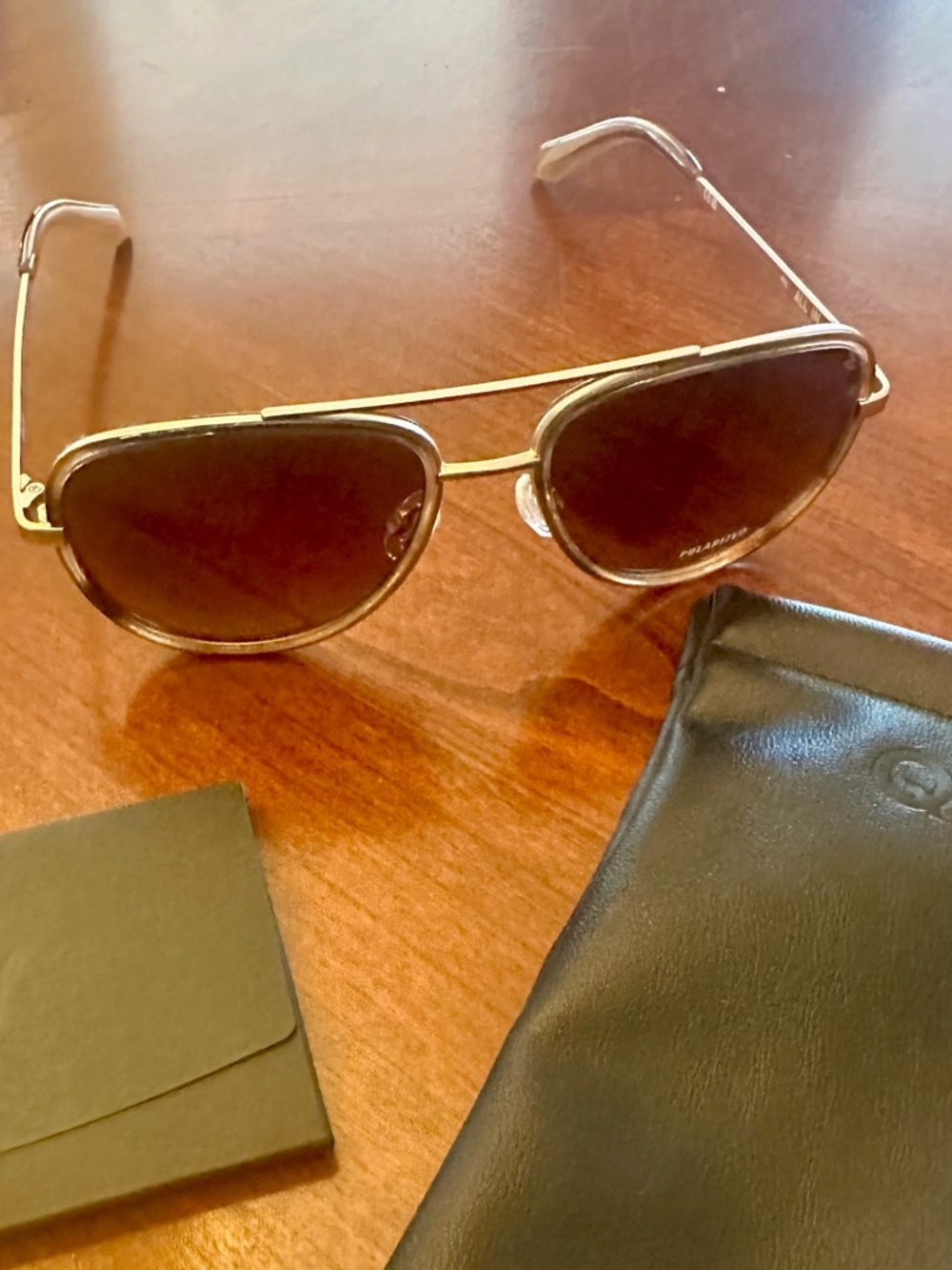 Quay “All In” Gold Frame Sunglasses with Brown Lenses